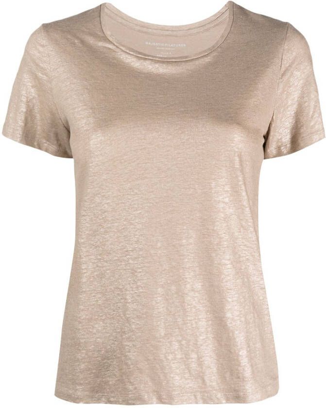 Majestic Filatures T-shirt met metallic-effect Beige