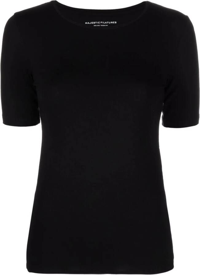 Majestic Filatures T-shirt met ronde hals Zwart