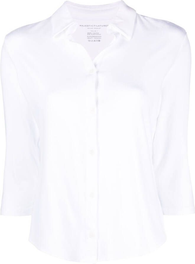 Majestic Filatures Blouse met cropped mouwen Wit