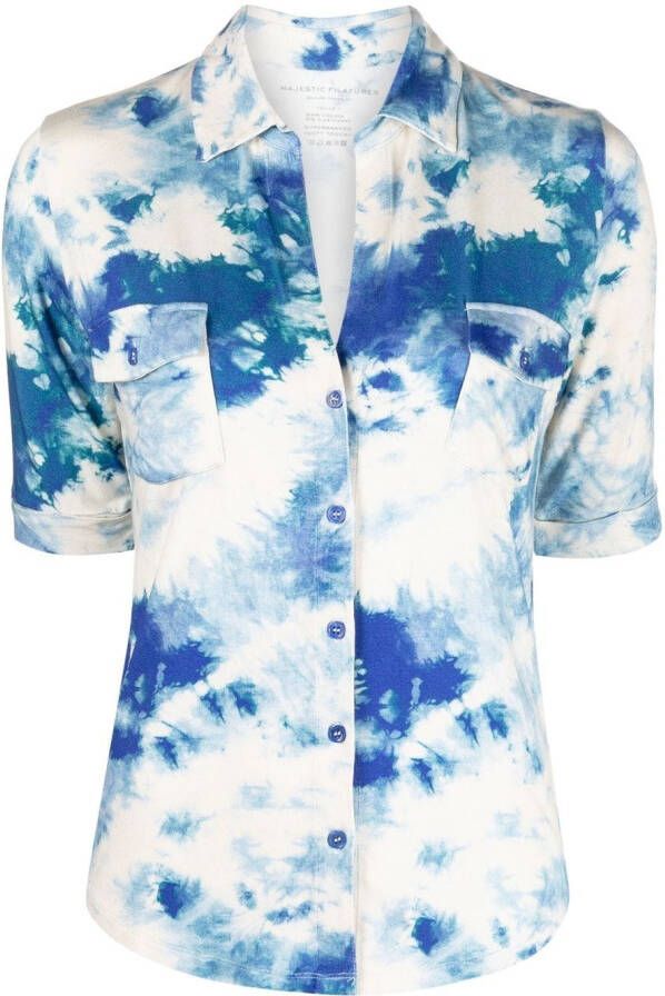 Majestic Filatures T-shirt met tie-dye print Beige