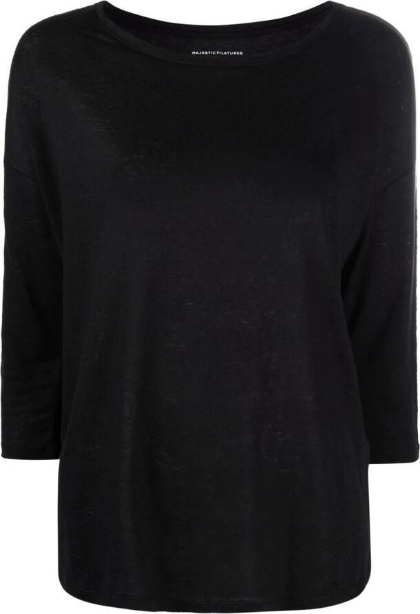Majestic Filatures Top met cropped mouwen Zwart
