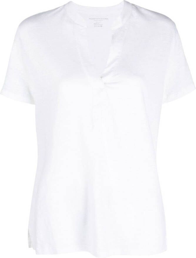 Majestic Filatures Blouse van linnenmix Wit
