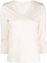 Majestic Filatures T-shirt met V-hals Beige - Thumbnail 1