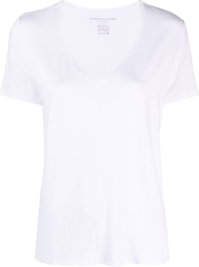 Majestic Filatures T-shirt met V-hals Wit