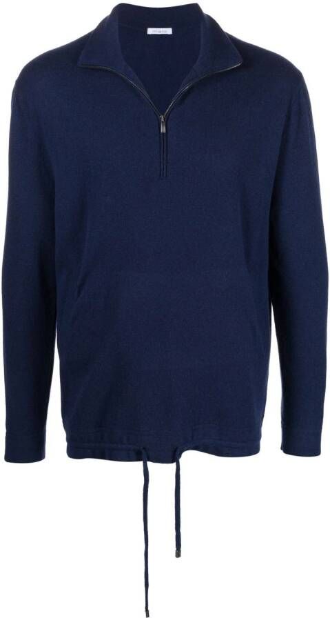 Malo Pullover met rits Blauw