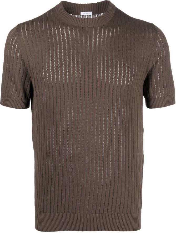 Malo Ribgebreid T-shirt Bruin