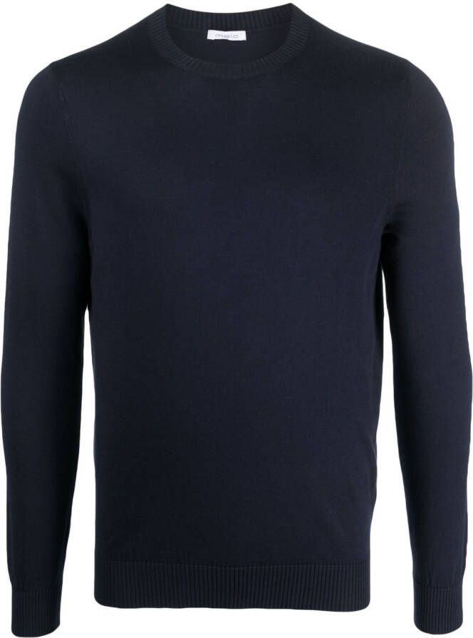 Malo Sweater met geribbelde afwerking Blauw