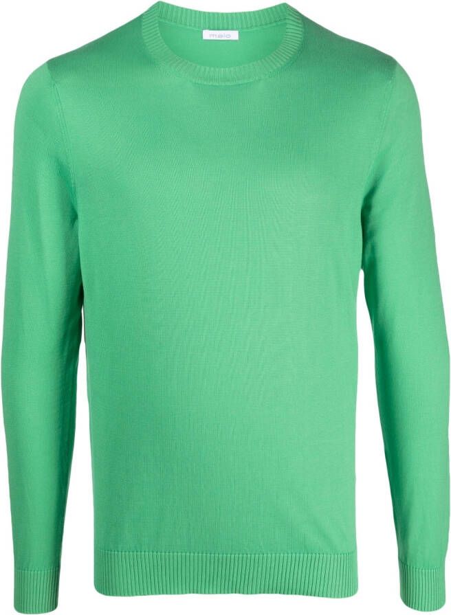 Malo Sweater met geribbelde afwerking Groen