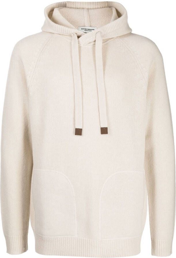 Man On The Boon. Hoodie met trekkoord Beige