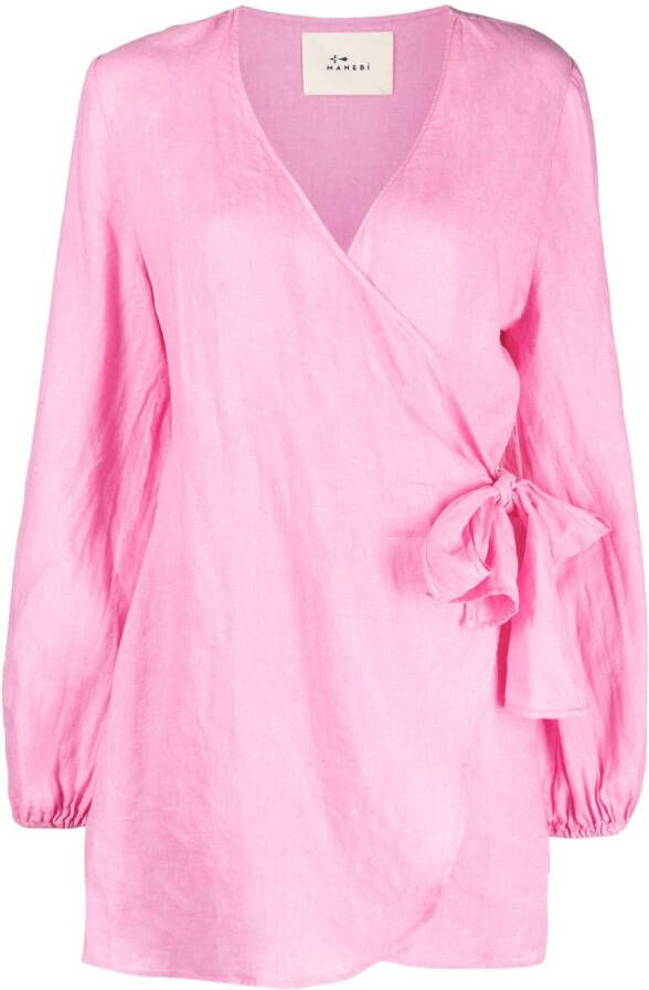 Manebi Linnen mini-jurk Roze
