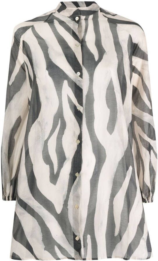 Manebi Jurk met zebraprint Zwart
