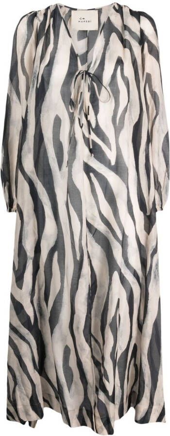 Manebi Jurk met zebraprint Zwart