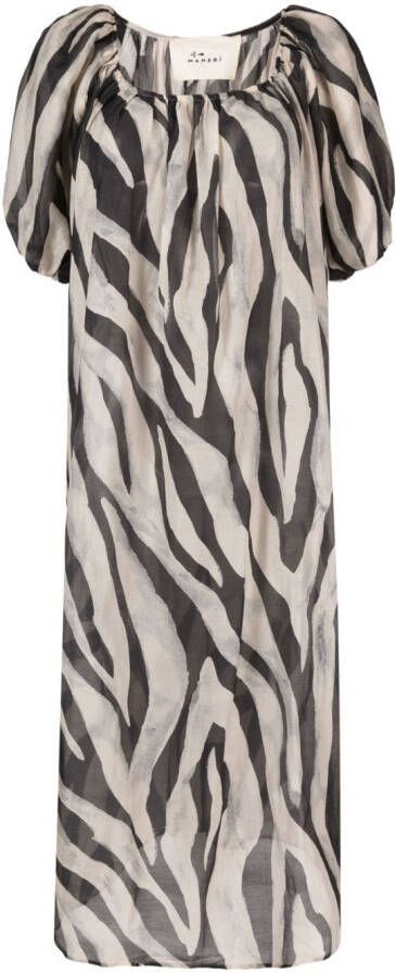 Manebi Maxi-jurk met zebraprint Zwart