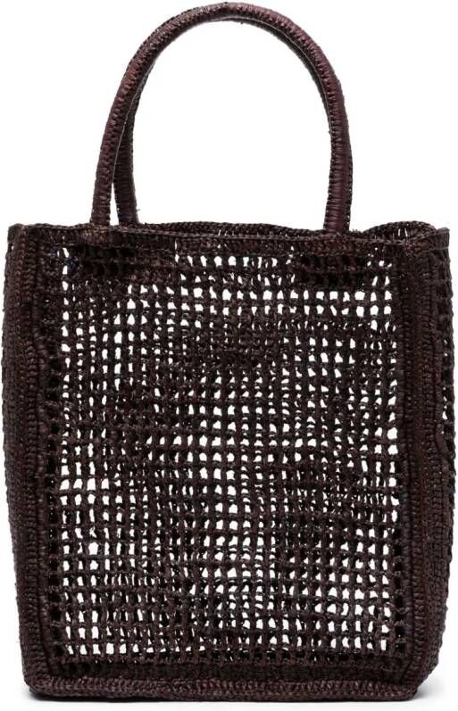 Manebi Raffia shopper Bruin