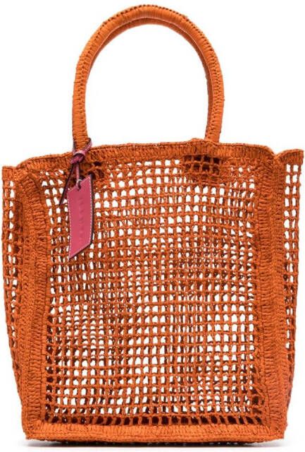 Manebi Raffia shopper Oranje