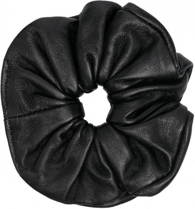 Manokhi Leren scrunchie Zwart