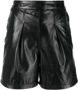Manokhi Leren shorts Zwart