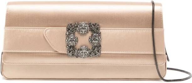 Manolo Blahnik Gothisi clutch verfraaid met kristallen Beige