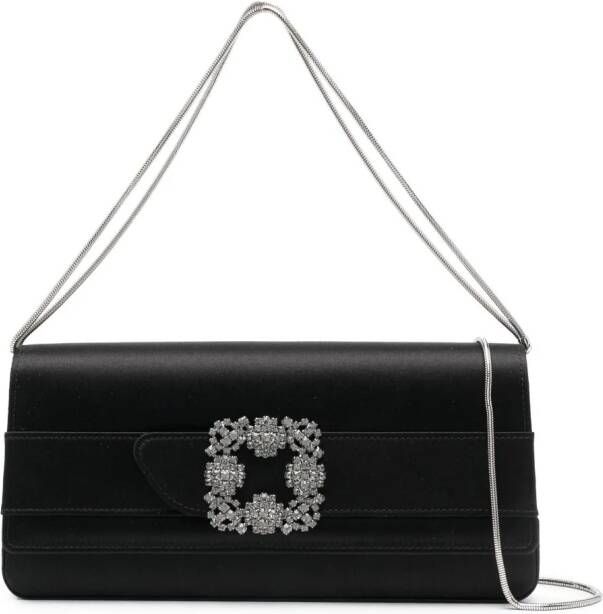 Manolo Blahnik Gothisi crystal-embellished clutch bag Zwart