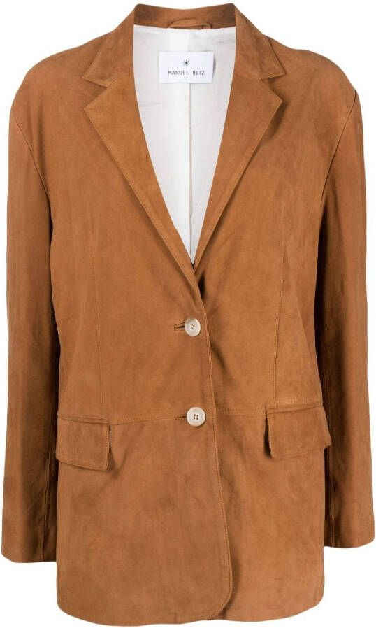 Manuel Ritz Blazer met bewerkte revers Bruin
