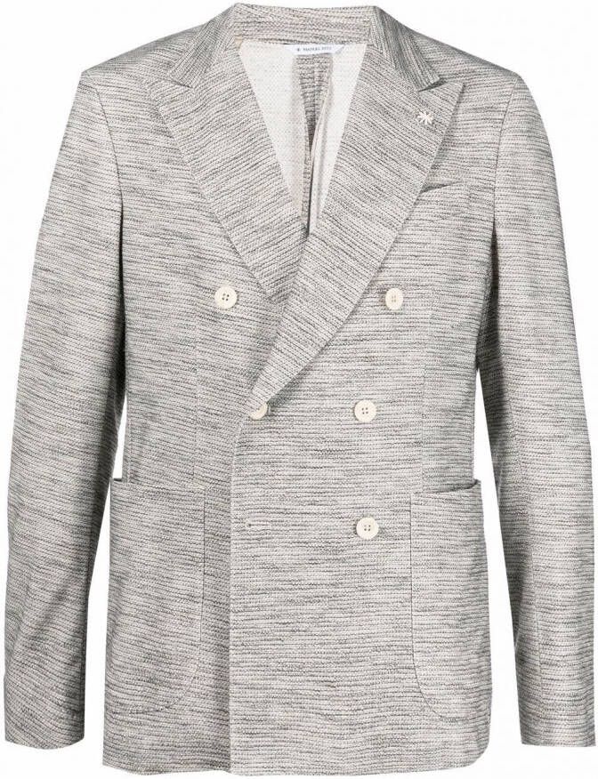 Manuel Ritz Katoenen blazer met dubbele rij knopen en puntige revers Beige