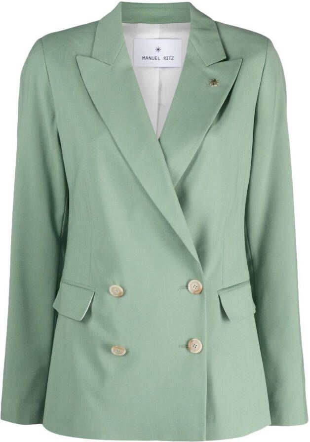 Manuel Ritz Blazer met dubbele rij knopen Groen