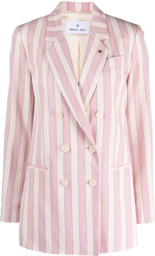 Manuel Ritz Blazer met dubbele rij knopen Roze