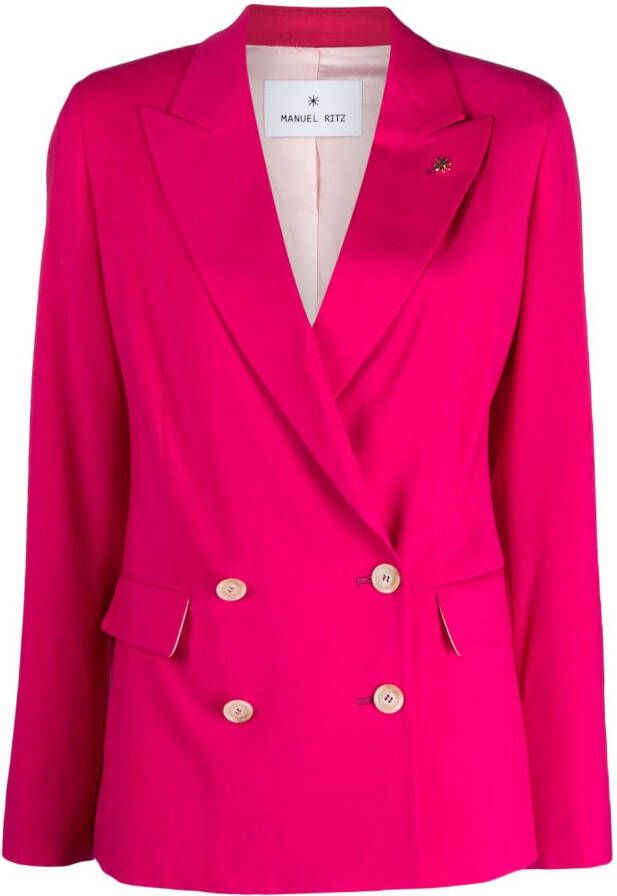 Manuel Ritz Blazer met dubbele rij knopen Roze