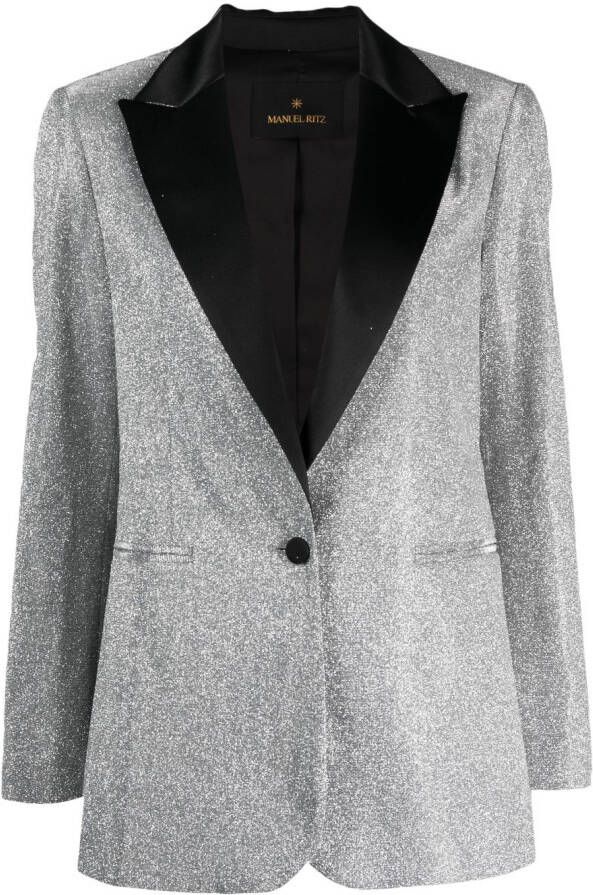 Manuel Ritz Blazer met glitter Grijs