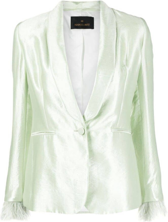 Manuel Ritz Blazer met sjaalrevers Groen