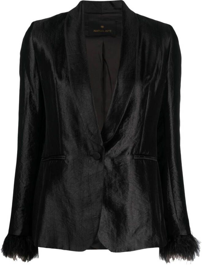 Manuel Ritz Blazer met sjaalrevers Zwart
