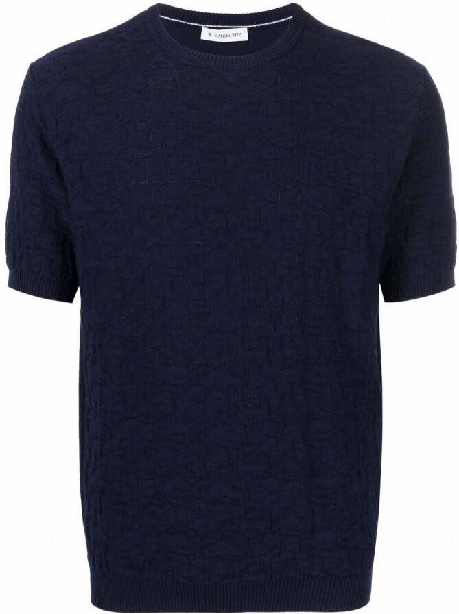 Manuel Ritz T-shirt met bloemenprint Blauw
