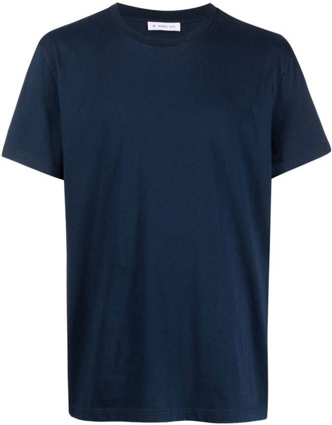 Manuel Ritz T-shirt met geborduurd logo Blauw