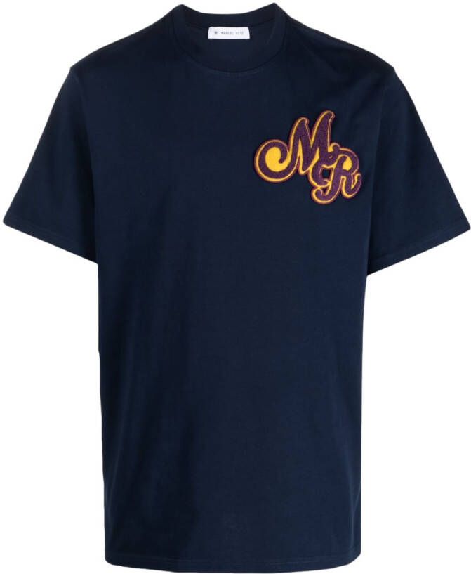 Manuel Ritz T-shirt met logopatch Blauw