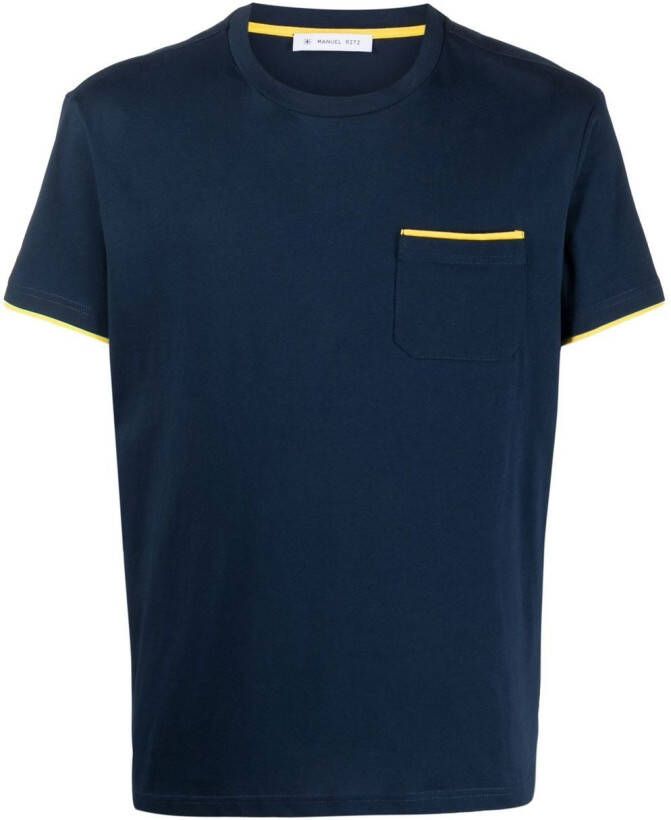 Manuel Ritz T-shirt met opgestikte zak Blauw