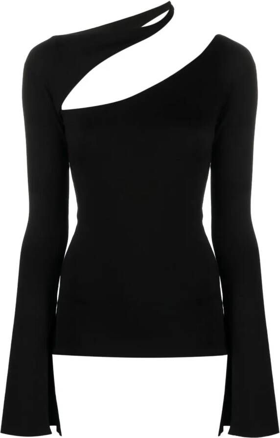 MANURI Sandy blouse met uitgesneden detail Zwart