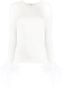 MANURI Blouse met veren afwerking Wit - Thumbnail 1