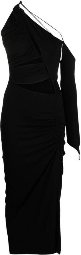 MANURI Asymmetrische midi-jurk Zwart