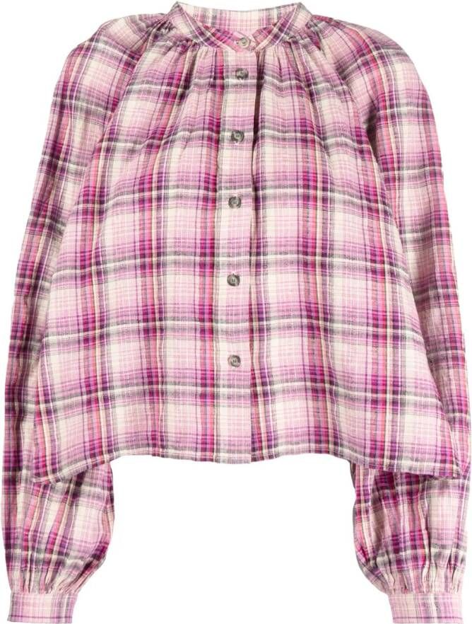 MARANT ÉTOILE Blandine checked cotton-blend shirt Roze