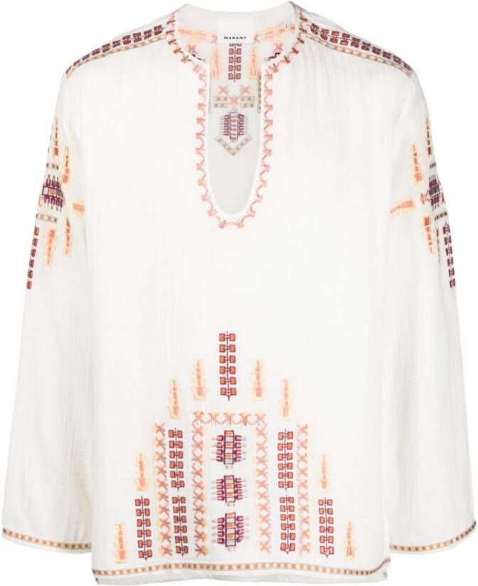 MARANT Overhemd met geometrisch borduurwerk Wit