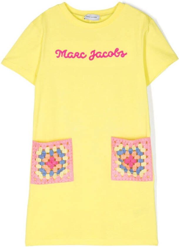Marc Jacobs Kids Jurk met geborduurd logo Geel