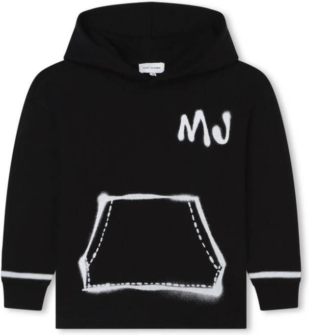 Marc Jacobs Kids Katoenen hoodie met verfspray-effect Zwart
