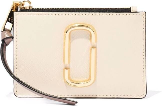 Marc Jacobs Top Zip Mini Wallet in White Leather Wit Dames