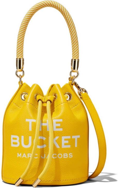 Marc Jacobs Leren Buckettas met Tekst Slogan Yellow Dames