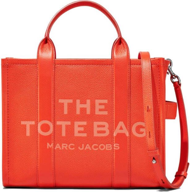Marc Jacobs Middelgrote leren tote tas met logo detail Orange Dames