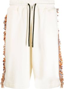 Marcelo Burlon County of Milan frayed-detailing cotton shorts Wit