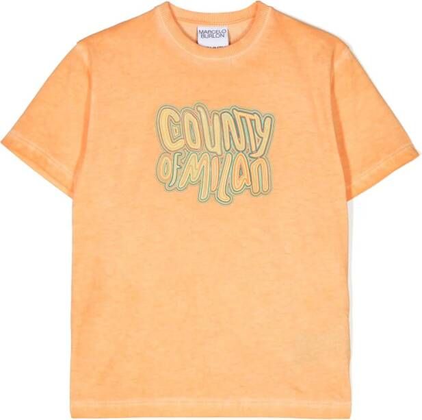 Marcelo Burlon County Of Milan Kids T-shirt met tekst Oranje