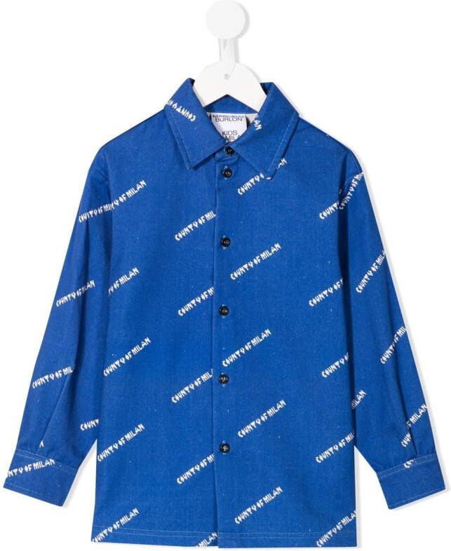 Marcelo Burlon County Of Milan Kids Button-down blouse Blauw