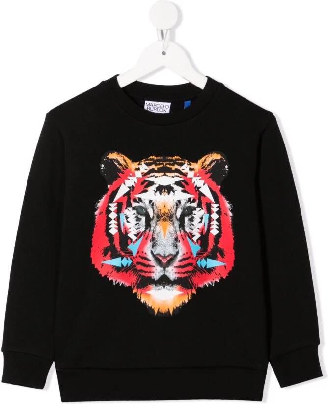 Marcelo Burlon County Of Milan Kids Sweater met tijgerpatroon Zwart