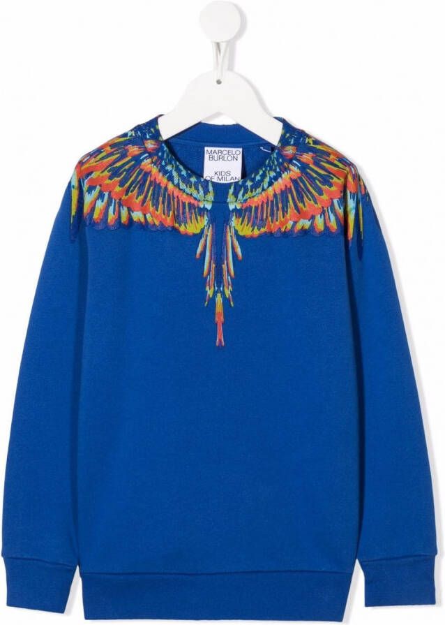 Marcelo Burlon County Of Milan Kids Sweater met vleugelprint Blauw
